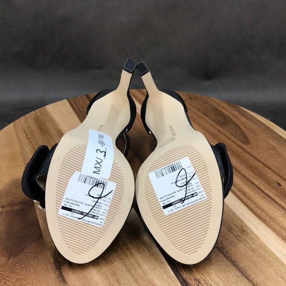 Max Studio Black Ankle Strap Embellished Pump Heel Sandals Womens Size 6 B - Picture 5 of 7